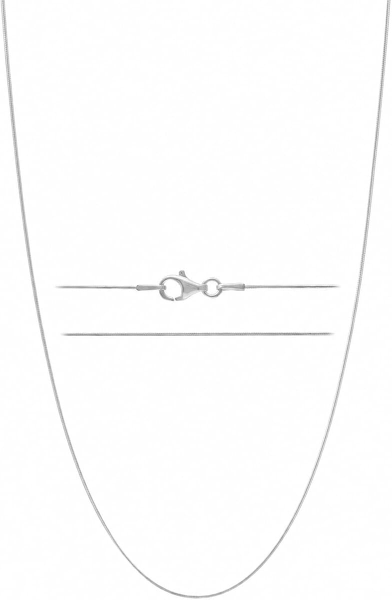 KISPER 925 Sterling Silver Snake Chain Necklace for Women and Men Thin | Made in Italy, 1mm, 16-30 inches, anti-tarnish, hypoallergenic, secure lobster clasp
