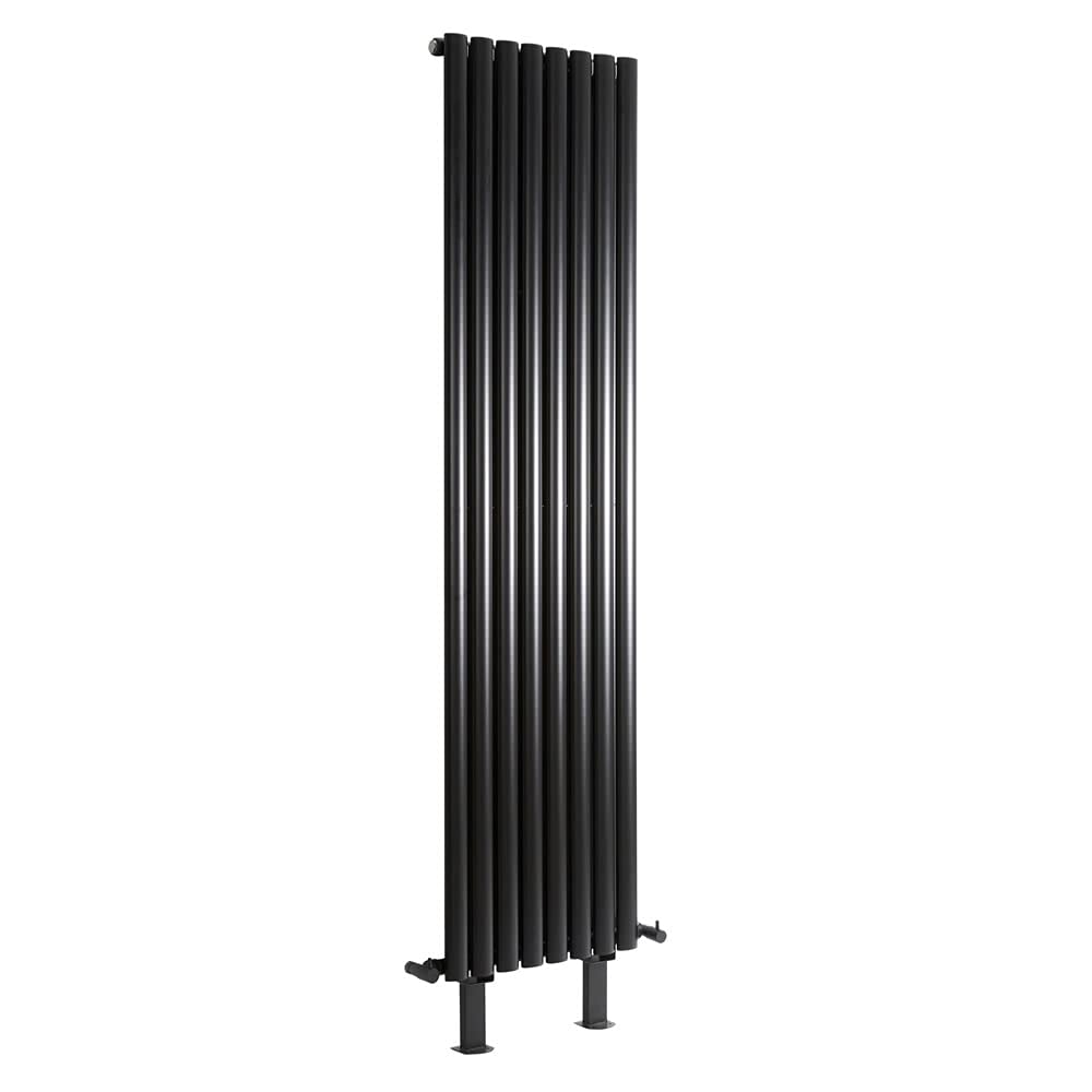 Milano Black Aruba Vertical Single Oval Panel Radiator Feet - 1780Mm X 472Mm