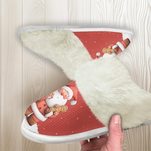 Women Fuzzy Slippers Size 5-13 Indoor Fluffy Bedroom House Shoes Men's Warm Winter House Cotton Slippers4
