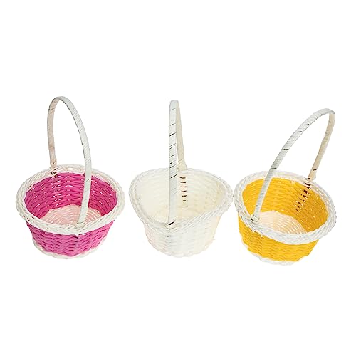 KAILIKETIY Cesta De Mimbre Para Decoración De Coche 3 Unidades Con Borlas Para Huevos Organizador De Juguetes Plegable Frutero De Plástico Plegable