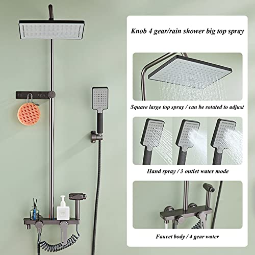 Combiné pommeau de douche à main 6 modes et grand ciel de pluie orientable - 3