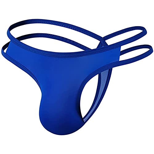 Men's T-Back Thongs Bikini Briefs Double Straps Low Rise Jockstrap Bulge Pouch Underwear G-String Clubwear