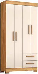 Guarda Roupas Solteiro 4 Portas 2 Gavetas Malta Madeirado/Off White Notável