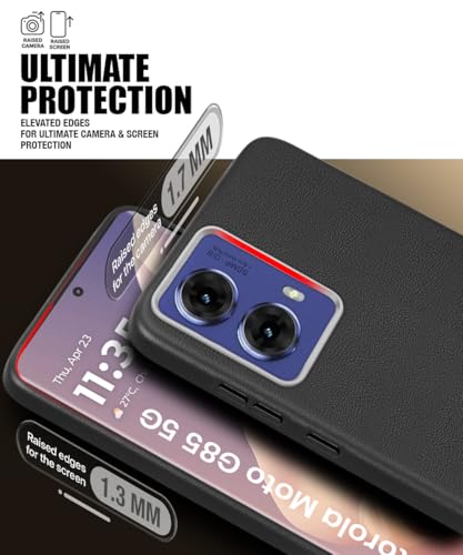 Image of WOW IMAGINE Back Cover for Motorola Moto G85 5G | Ultra Slim Flexible Non-Slip Grip | Inner Fabric | Metal Camera Ring & Lightweight Soft Silicone Mobile Case - Black