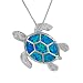 Sterling Silver Synthetic Blue Opal Turtle Pendant Necklace, 16+2" Extender