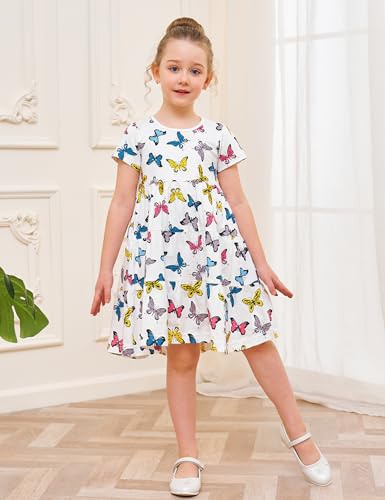 Bumeex Girls' Cotton Ruffle Tiered Sundress
