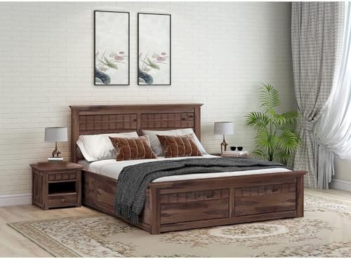 Image of Bed Solid Sheesham Wood for Your Bedroom Delivery Condition-DIY(Do-It-Yourself) Solid Wood King Box Bed (Finish Color - Natural Finish, Delivery Condition - DIY(Do-It-Yourself))