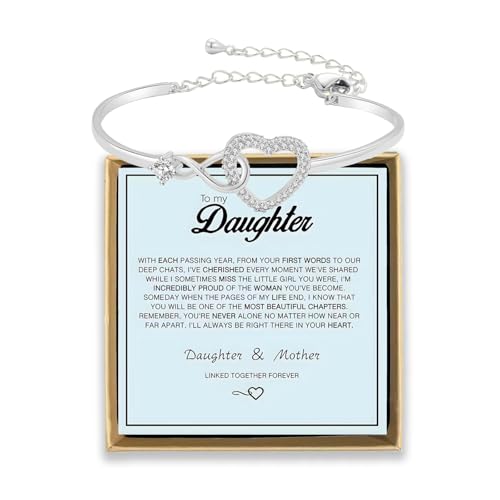ARICHDUDE Infinity Forever Love Heart Bracelet for Daughter Stainelss Steel Forever Connected Bracelet Christmas Birthday Graduation Jewelry Gifts to Daughter from Mum(Silver)