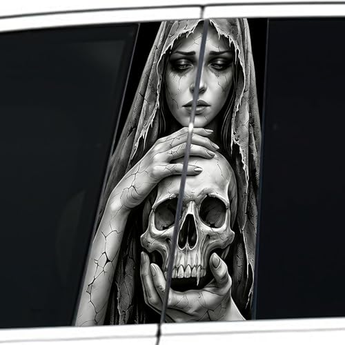 Image of Halloween Cars Body Horror Sticker, Classic Horror Movie Characters Peeking Decal Michae Waterproof Scary Vinyl Stickers for Bumper Car Decals 11in*18.89in (Sad Beauty)