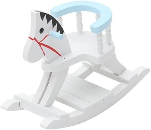 Silla mecedora en miniatura para casa de muñecas a escala 112, accesorios de madera, lindo caballo de caballo, casa de muñecas, decoración de