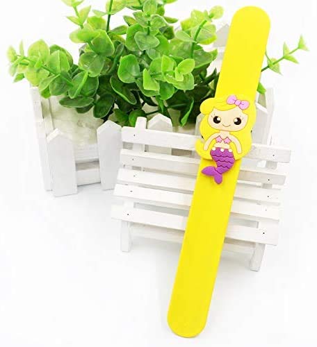 6-Pack Silicone Slap Bracelets,Cute Mermaid Rainbow Flowers Fruit Animal Theme Party Favors, Charm Rubber Snap Set For Girls Boys Children (Mermaid Series) #TOP1