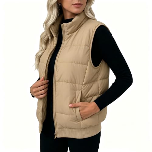 Women Quilted Puffer Vest Stand Collar Full Zip Winter Jacket 2026 - image 7