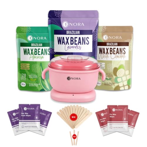 Image of ENORA Premium Waxing Kit for Women - Silicone Wax Warmer for Hair Removal, Eyebrow, Bikini, Legs, Face, Brazilian Wax & More - Machine + 3-Pack Hard Wax Beads (100 g)+ Accessories