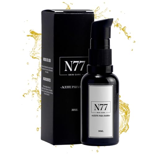 N77 - Aceite Para Barba Hombre | Hidrata y Suaviza el Vello Facial | Aceite de Barba para Hombres con Ingredientes 100% Naturales | Producto Para Cuidado de Barba para Hombre y Para barba sensible