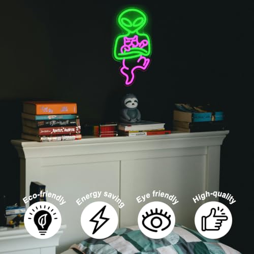 Image of Alien Cat Neon Sign Dimmable LED LED Light for Bedroom Man Cave Bar Decor