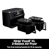 Ninja R-AD300CO Foodi 6-in-1 10-qt. XL 2-Basket Air Fryer with DualZone Technology, Black (Renewed)