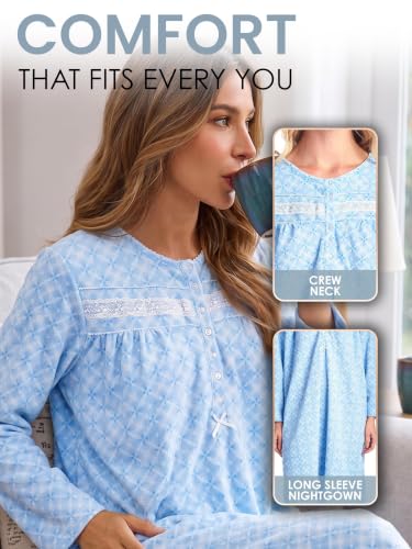 Image of Casual Nights Women's Cozy Long Sleeve Fleece Nightgown