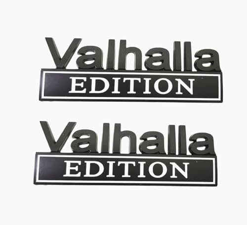 Image of 2pcs Valhalla Edition Metal Car Truck Bumper Emblem 3D Badge Sticker Decal (Black White)