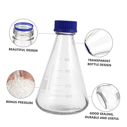 OKUMEYR 1000ml Konische Glasflasche Mit Schraubverschluss Erlenmeyer Kolben Für Laborarbeiten Chemie Experimente Und Wissenschaftliche Anwendungen Hochwertiges Präzise