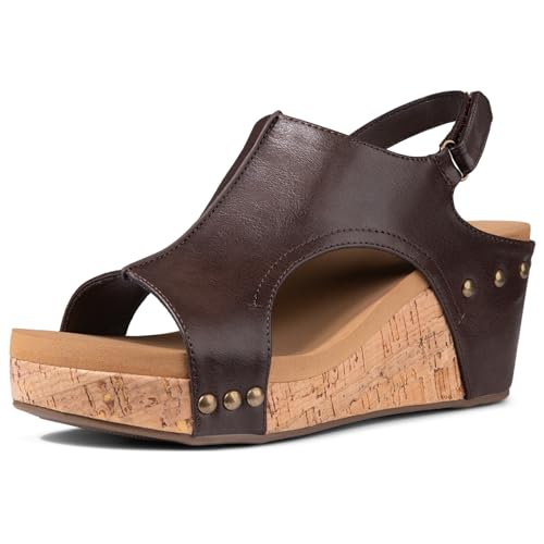 Image of PARTY Women's Wedge Sandals With Buckle Ankle Strap for Dressy Summer