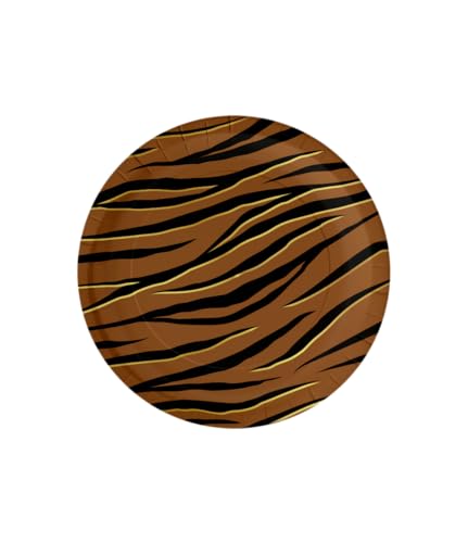 Jesters Party 8pcs Tiger Paper Plates for Party Celebration - 22.6cm Nature Themed Round Party Plates - Disposable Plates for Happy Birthday Decoration, Party Supplies, Fun Table Decorations