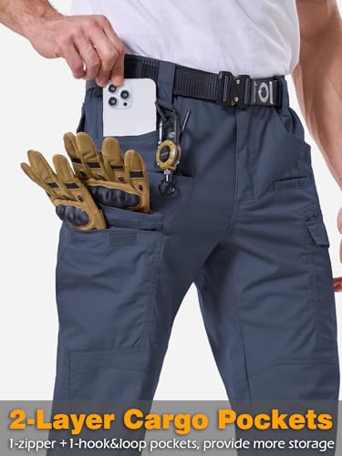CARWORNIC Men's Stretch Ripstop Tactical Pants Lightweight Water-Resistant Flex Hiking Cargo Work Pants with 11 Pockets2