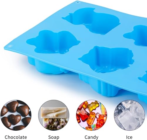 Image of 6 Cavity Animal Lion Bear Hippopotamus 110GM Soap Molds, Large Jello 3D Silicone Chocolate Cupcake Candy Cookie Baking Clay DIY Resin Pudding Candle Mould Decoration Handmade Craft
