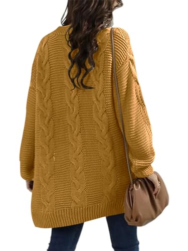 Image of Womens Oversized Chunky Open Front Cardigan Sweaters Cable Knit Long Sleeve Cardigans Outwear Coats