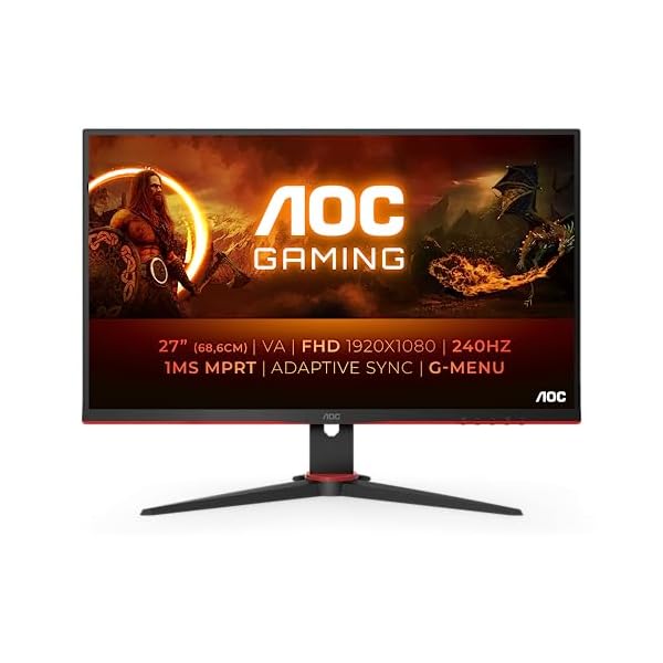AOC Gaming 27G2ZNE – 27 Zoll Full HD Monitor, 240 Hz, 1 ms MPRT, FreeSync Prem. (1920×1080, HDMI 1.4, DisplayPort 1.2) schwarz/rot