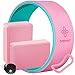 OVERMONT 5 in 1 Set Principianti da Yoga, 1 Ruota Yoga, 2 Blocchi di Schiuma Eva con Cintura, 1 Anello di Prolunga per Schiena Stretching e Fitness, Meditazione Dharma Pilates, Rosa