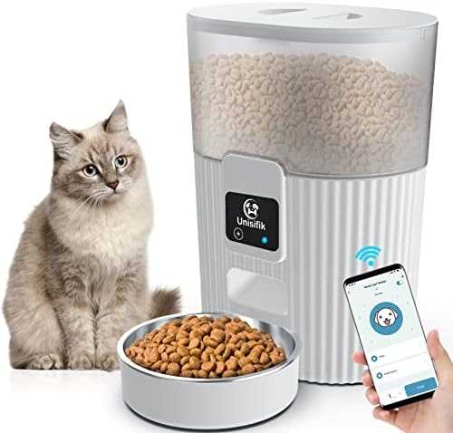 Automatic Cat Feeder,App Control – 2.4G Wi-Fi Enabled Smart Pet Feeder for Cats and Dogs,Auto Dog Food Dispenser with Portion Control,1-15 Meals Daily with Stainless Steel Bowl,3.5L