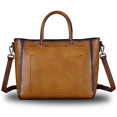 Sac à main rétro vintage en cuir véritable marron avec poignée supérieure chic.