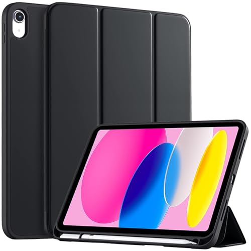 EspZanthic Custodia Cover Compatibile con iPad 11a Generazione (A16) 11 Pollici (2025) / iPad 10a Generazione 10.9 Pollici (2022) Ultra Sottile Retro Cover con Portapenne, Nero