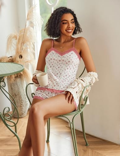 Image of Avidlove Women Cami Pajama Set Modal Sleepwear Lace Trim Short PJ Set with Shorts