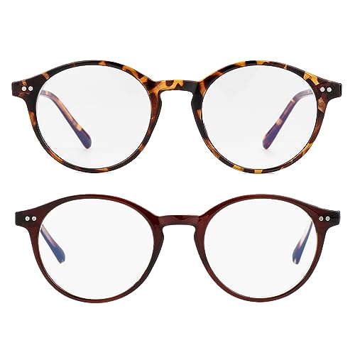 Image of Blue Light Glasses for Men Women, Vintage Round Frame Eyeglasses | Blue Light Blocking Glasses, Lightweight TR90 Frame, Work Gaming Daily Screen Office Computer Use