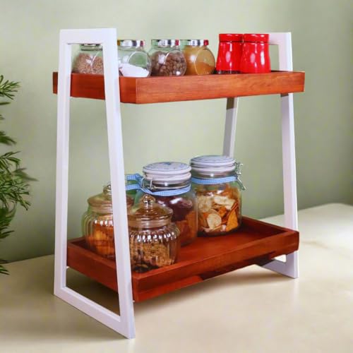 Image of Premium Trellis Wooden Kitchen Rack /Countertop Kitchen Storage Rack /Spice Rack /Shelf /Wooden Organizer /Living Room Organizer,Big(40 L x 26 W x 51 H Centimeters)