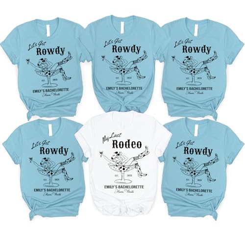 Bachelorette Party Shirts, Last Rodeo Bachelorette Tees, Let's Get Rowdy T-Shirts, Western Bride, Bridal, Personalized Location