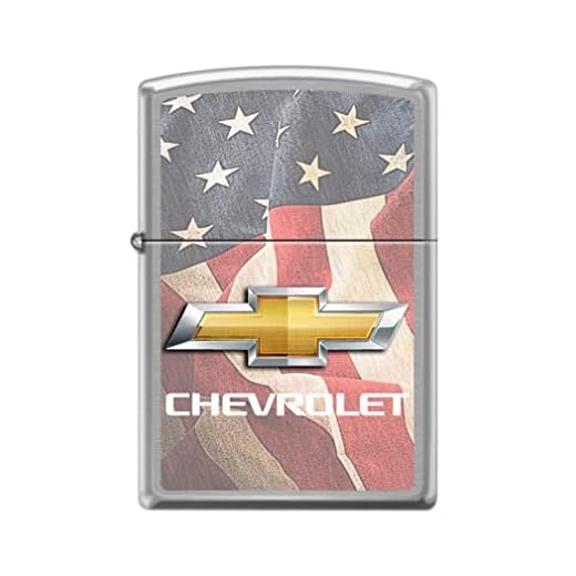 Zippo Lighter- Chevy Chevrolet American Flags USA Brushed Chrome Windproof Lighter #Z5028