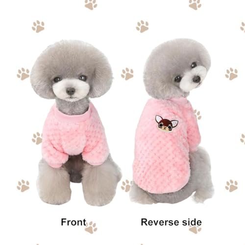 Pull-Overs Chaud en Polaire pour Petit Chien,Manteau d'hiver Vêtement Doux et Pelucheux pour Harnais Laisse Chiot Chien/Chat Veste Temps Froid Chihuahua Pull,Rose L – Image 6
