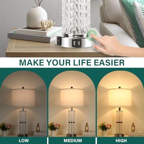 Gobright 3-Way Touch Control Crystal Table Lamps Set Of 2 thumb #4