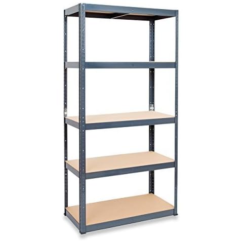 Garage Racking Shelving - UK’s Bestselling STORALEX® Garage Storage Shelves - 60cm Extra Deep Version - 200kg Per Shelf (Evenly Distributed) - MDF & Metal Boltless Assembly System - 5 Tier Shelf Unit Cover