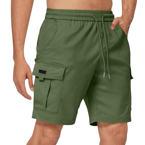 Short cargo de algodón para hombre con múltiples bolsillos