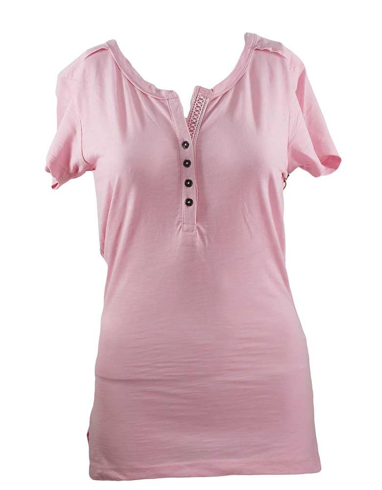 Stillwater Supply Co. Henley Crochet Trim Light Pink Large