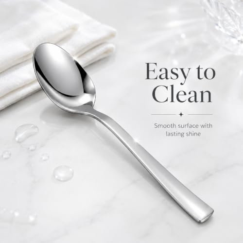 Image of SANTUO 8-Piece Teaspoon Set, Stainless Steel Small Spoons, Mirror Polished Dishwasher Safe Tea Spoons for Coffee, Tea, Dessert, Yogurt and Snacks