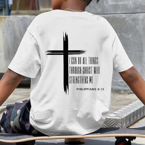 Image of KEEVICI Boys Christian Graphic Tees God Jesus Shirts for Kids Cross Faith Bible Verse Inspirational Religious Cotton T Shirt
