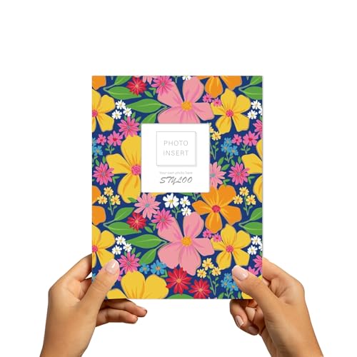 Styloo Small Photo Album for 100 Photos of 6x4 Inch, Mini Album with Window on Front Cover - Moisture-Resistant Slip-In Pockets, Hard Glossy Cover (Multi)