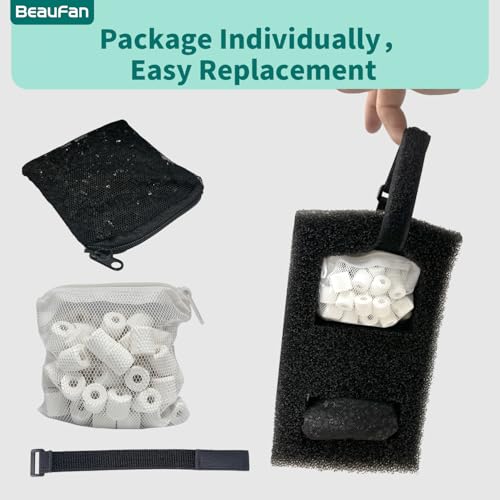 Image of 2 Set Aquarium Filter Media Kits Compatible with Fluval Flex (15 Gal) Desktop Aquarium, Includes 2 Carbon Filter Refills, 2 Foam Filters A1375, 2 Ceramic Rings & 1 Filter Cord