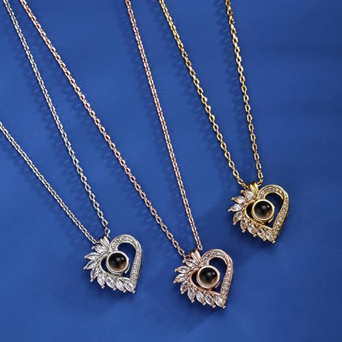 Personalized Heart Necklace with Photo Inside, Custom Heart Picture Necklace Customized Sterling Silver Rose Gold Jewelry Christmas Gifts Mother's Day gift for Women Girls3