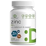 Deal Supplement Zinc 50mg with Selenium + Copper, 240 Capsules, 8 Month Supply, 3 in 1 Mineral Formula, Zinc Picolinate Complex Supplement, Supports Healthy Immune System for Adults and Kids