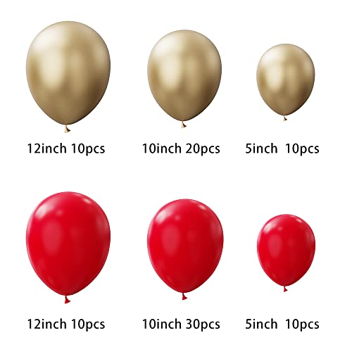 145Pcs DIY Red Gold Black Garland Balloons Kits with 18/12/10/5/Inch Metallic Chrome Balloons for Birthday Party Celebration Graduation Bachelorette Wedding Ceremony Anniversary Balloon Chain.(Red)